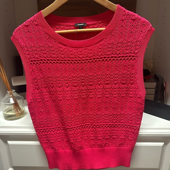 Express Pink Sleeveless Crochet Top - Picture 2 of 4
